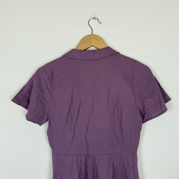 Madewell Kacie Mini Shirtdress Linen Blend Pearl Buttons in Antique Purple - Picture 10 of 11